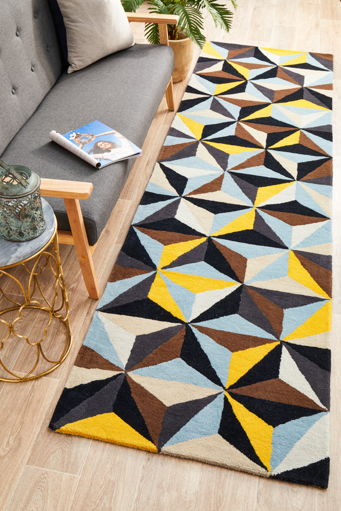 Hot! Matrix 900 Blue Pure Wool Runner Rug