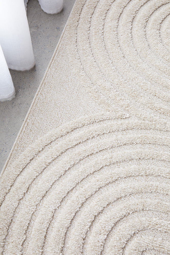 Elegant Mid - Century Inspired Carl Lotus Beige Rug in Three Color Options