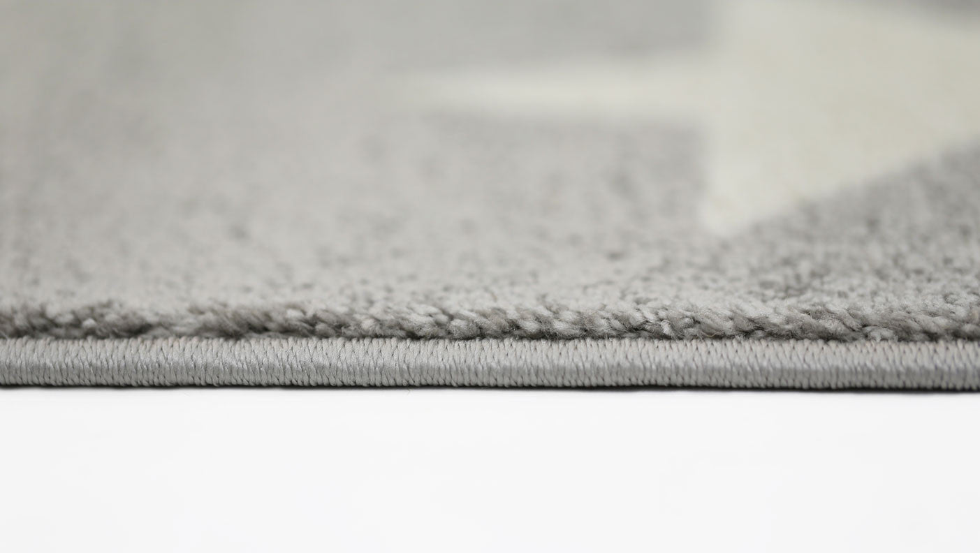 Piccolo Kids Rug in Light Grey and White Stars Design