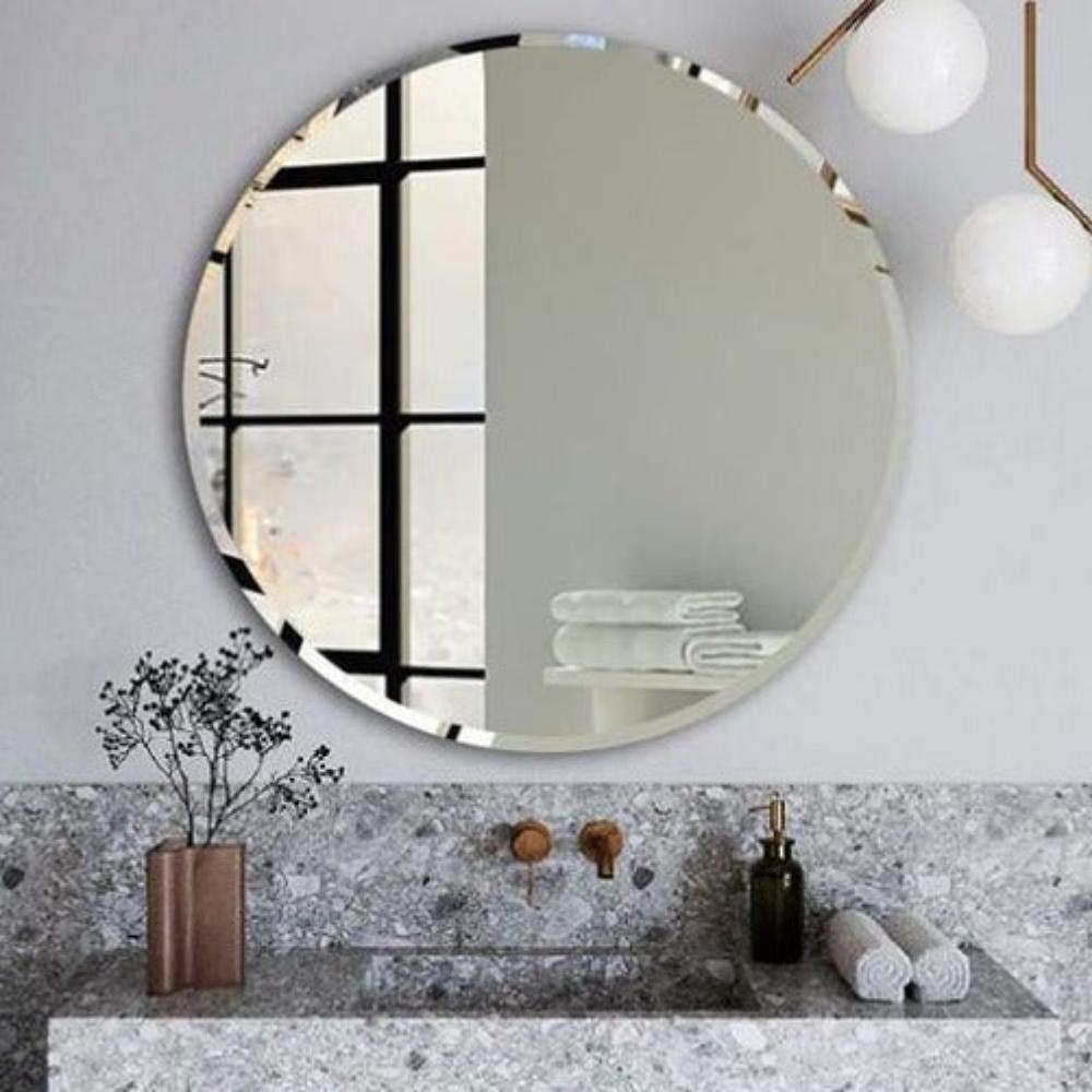 Stylish ABS Bevel Edge Frameless Round Mirror - 600/800mm