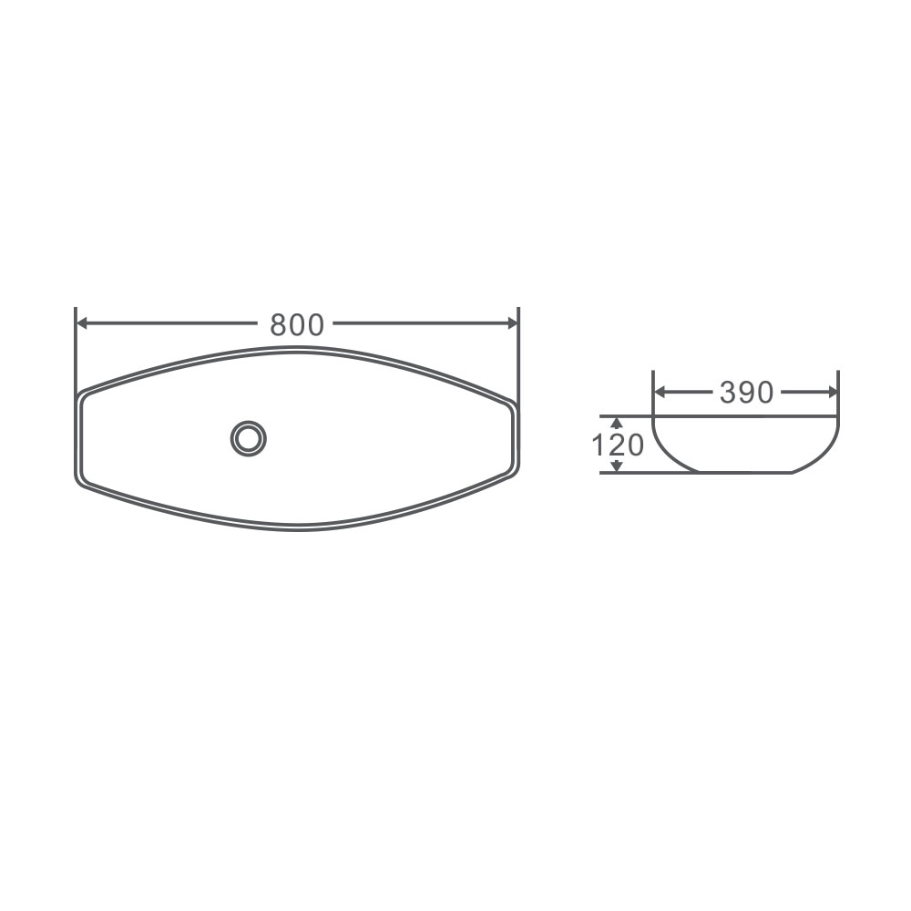 Hot Sale! LUSSO 80 Oval Above - Counter Vitreous China Basin in High - Gloss White (800x390x120)