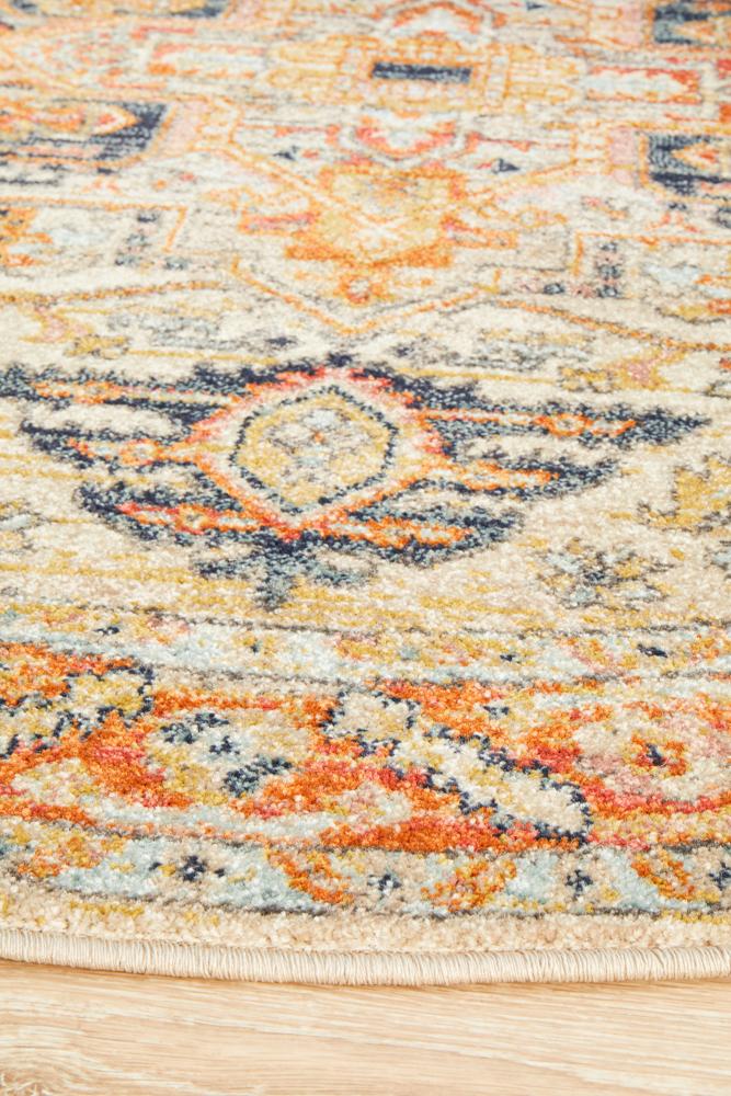 Hot Sale! Legacy Rust-Colored Round Polypropylene Rug with Faded Persian Design from Turkey