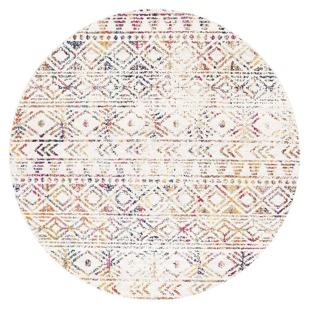 Hot Sale! Oasis Ismail Multi Grey Bohemian Tribal Round Rug for Various Decor Themes