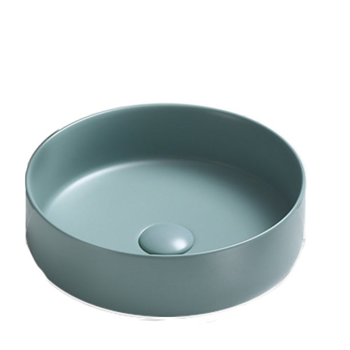 Hot Deal! POSEIDON Round Matte Green Ceramic Above - Counter Basin (346x346x114mm)