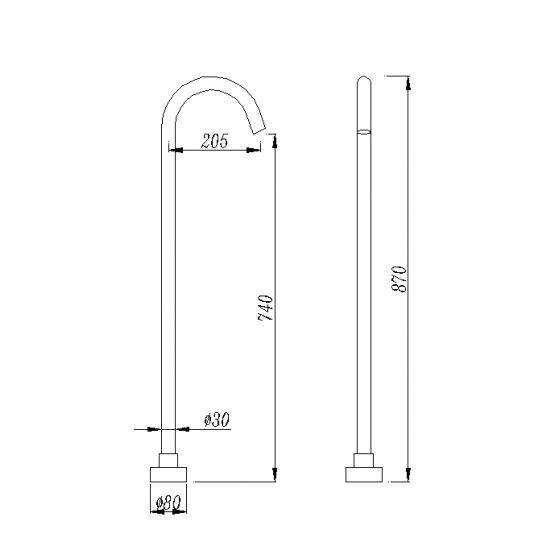 Hot Sale! Chrome-Finished Stainless Steel Freestanding Round Bath Spout for Taps