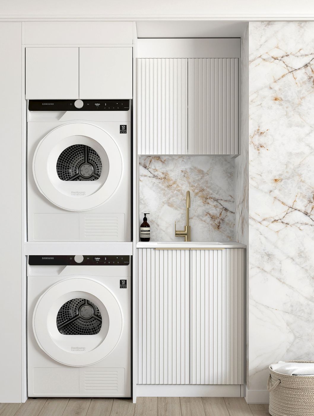 Exclusive Noosa White Laundry Cabinet Set 1305x600x2100 (Style C) - Ideal for Your Home
