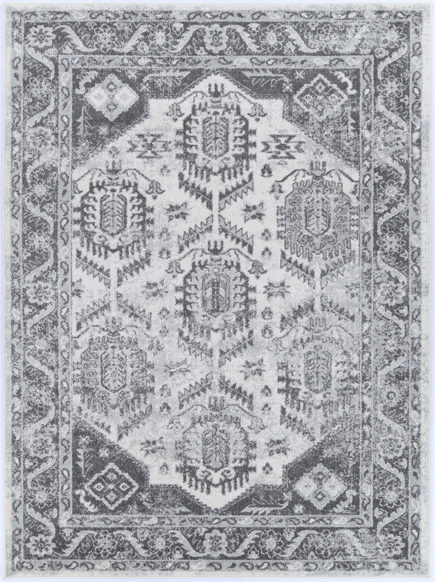 Hot Sale! Traditional White and Grey Ligures Area Rug for Any Room