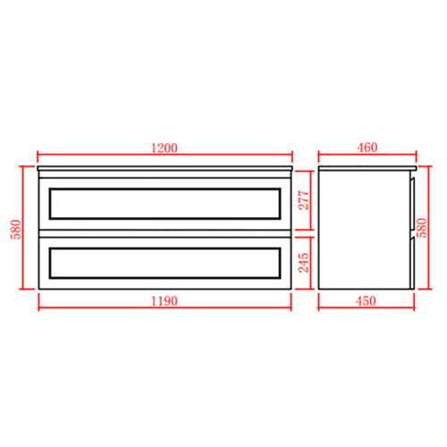 1200mm Fremantle PVC Wall - Hung Vanity in Matte Black (Single/Double Bowl)