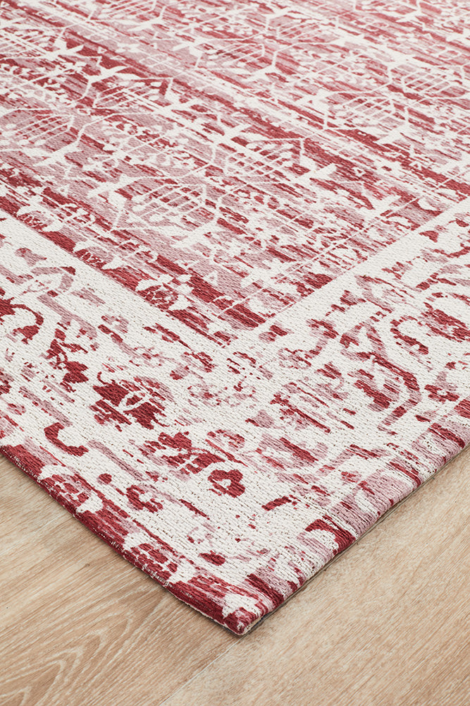 8mm Pile Magnolia 88 Rose Cotton Chenille Jacquard Woven Rug
