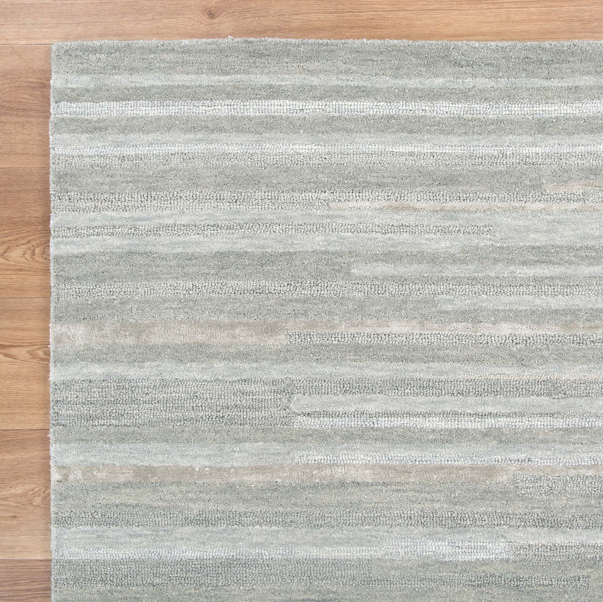 Les Nomades Hand - Tufted Linear Light Ash 100% Wool Rug for Modern Spaces