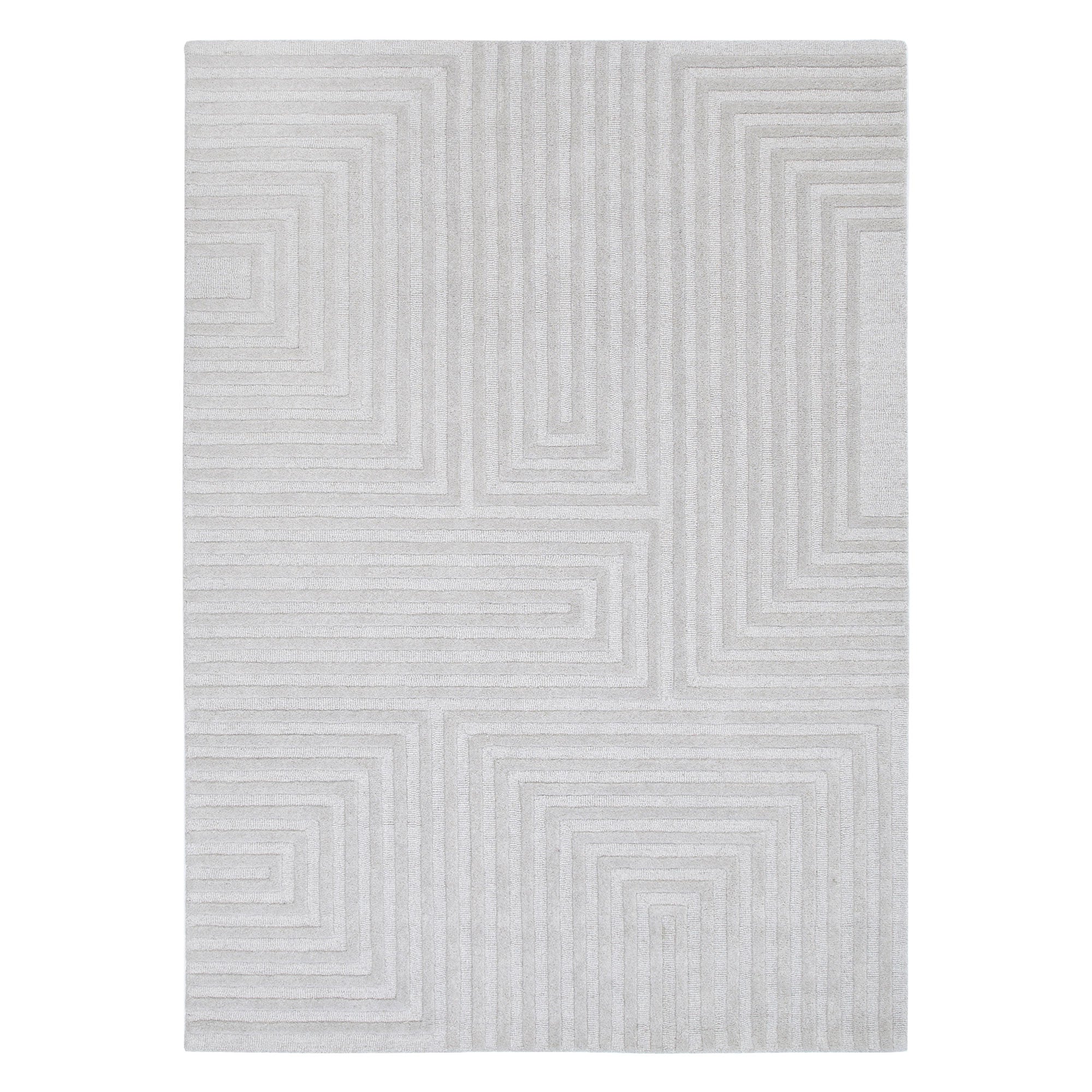 Les Nomades Felix Light Grey Wool Rug - Luxury Decor Deal