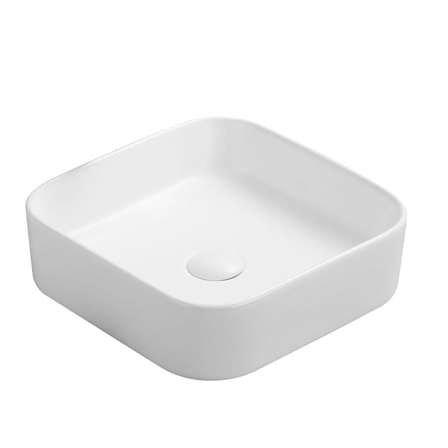Glossy White Square Ceramic Basin (370x370x110) - Poseidon Style