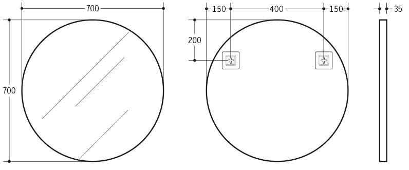 Hot Deal! Poseidon Matte Black Round Framed Mirror in 600/700/800mm Sizes