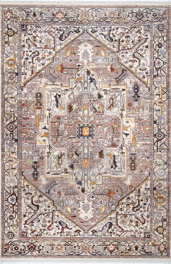 Exclusive Heriz Mushroom Polyester Rug - A Timeless Turkish Masterpiece