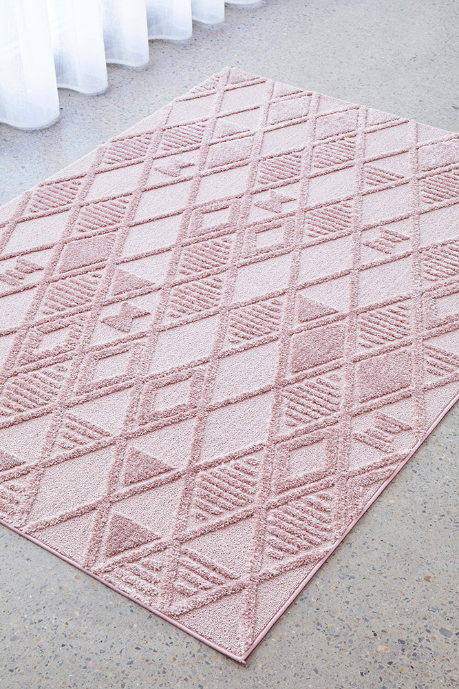 Hot Sale! Marigold Lisa Pink Versatile Diamond Pattern Rug for Bohemian and Scandi Styles