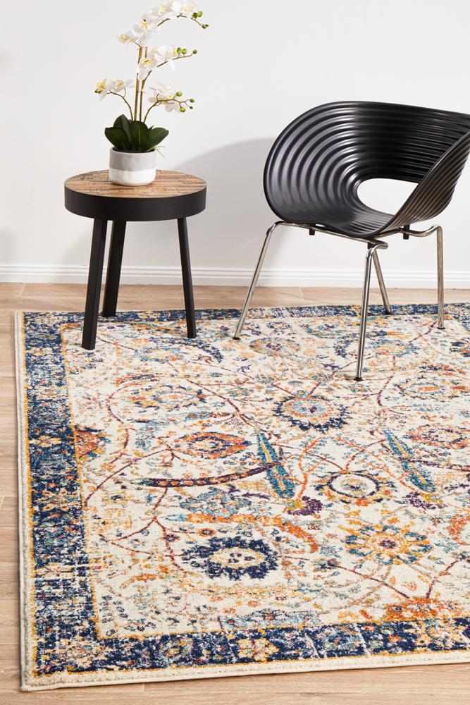 Hot Sale! Turkish-Made Evoke Peacock Ivory Transitional Polypropylene Rug