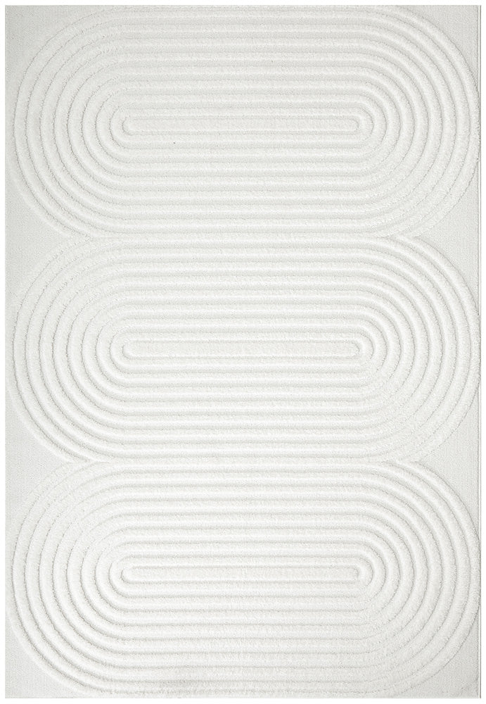 Get This Stylish Mid - Century Inspired Polypropylene Power Loomed Lotus Carl White Rug Now