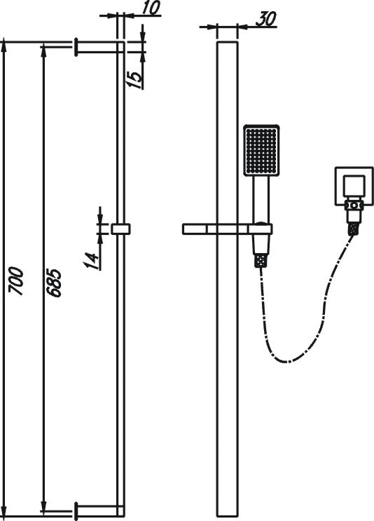Chrome Eric Hand Shower on Rail - Stylish and Durable Bathroom Shower Solution