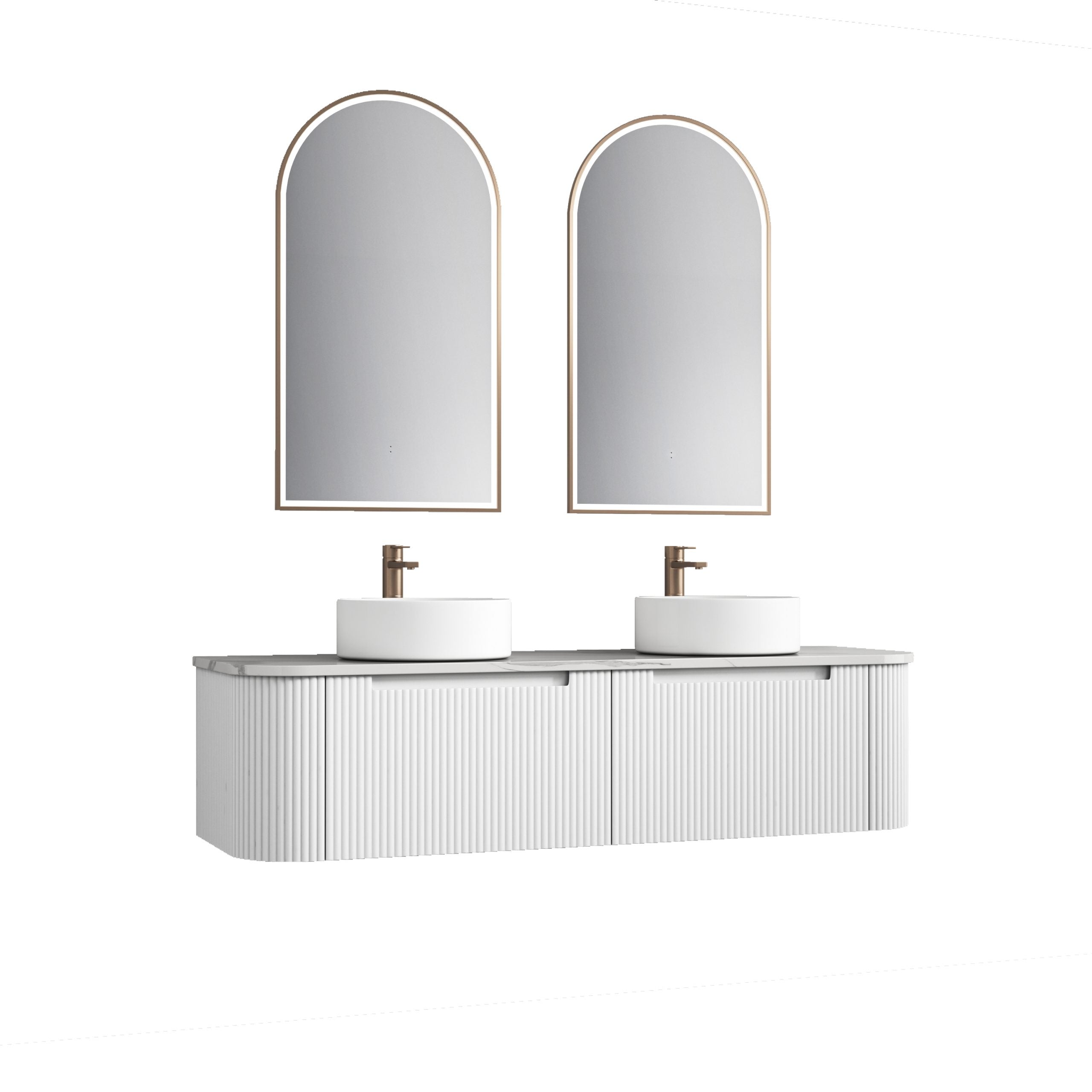 PETRA MARK II Wall - Hung Curved Vanity in Matte White, All Sizes Available, Ideal for Your Bathroom