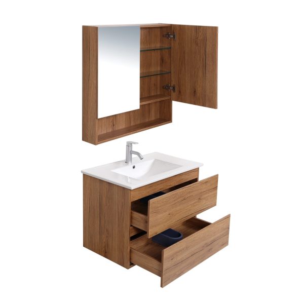 Elegant Luna 750mm Wall - Hung Plywood Bathroom Vanity with Storage