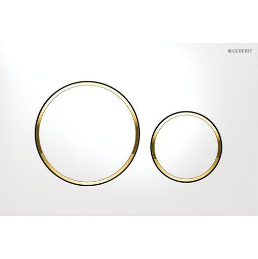 Geberit Sigma20 Flush Plate Collection - Stylish White Finish with Elegant Gold Trim, Ideal for Modern Bathrooms