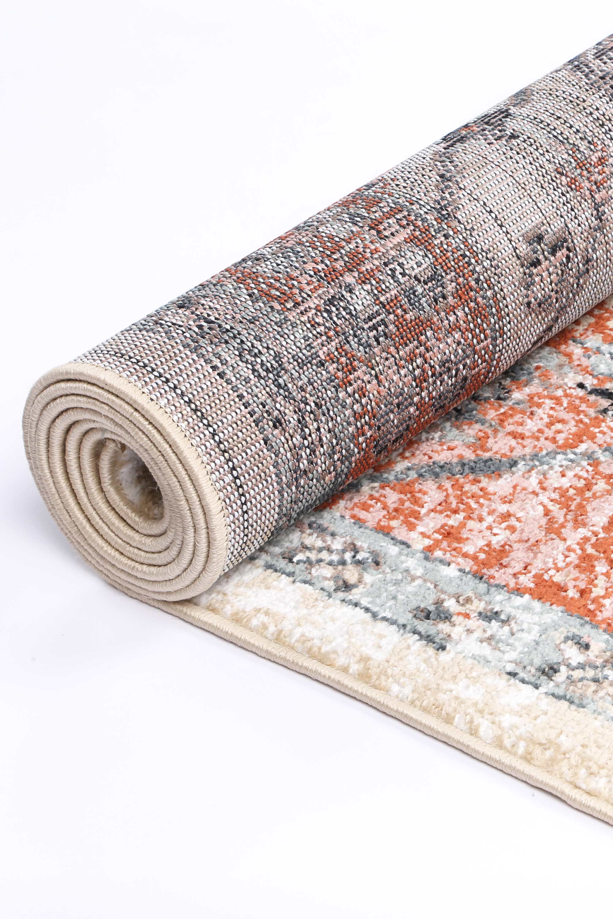 Traditional Anatolia White Terracotta High - Traffic Polypropylene Rug