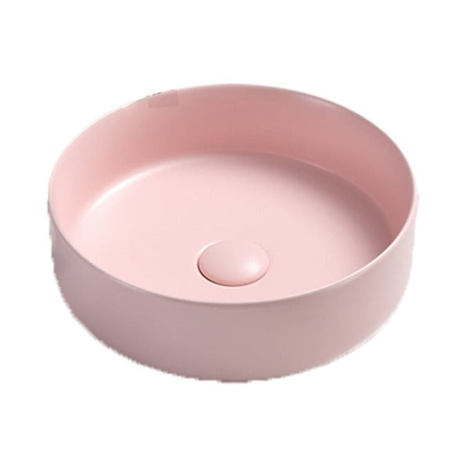 HOT! POSEIDON Round Matte Pink Ceramic Basin (346x346x114)