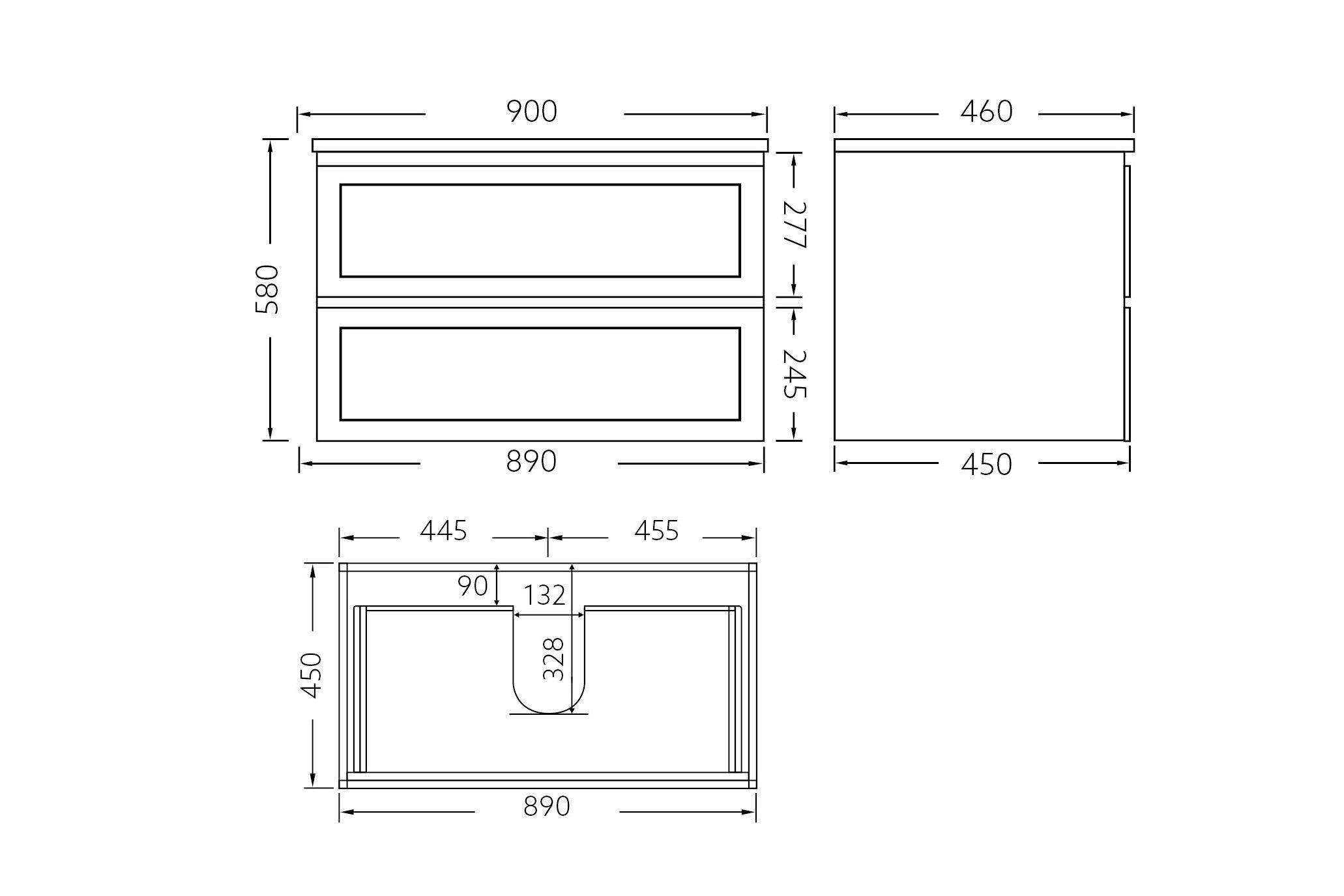900mm Matte White Fremantle Premium PVC Wall Hung Vanity Cabinet