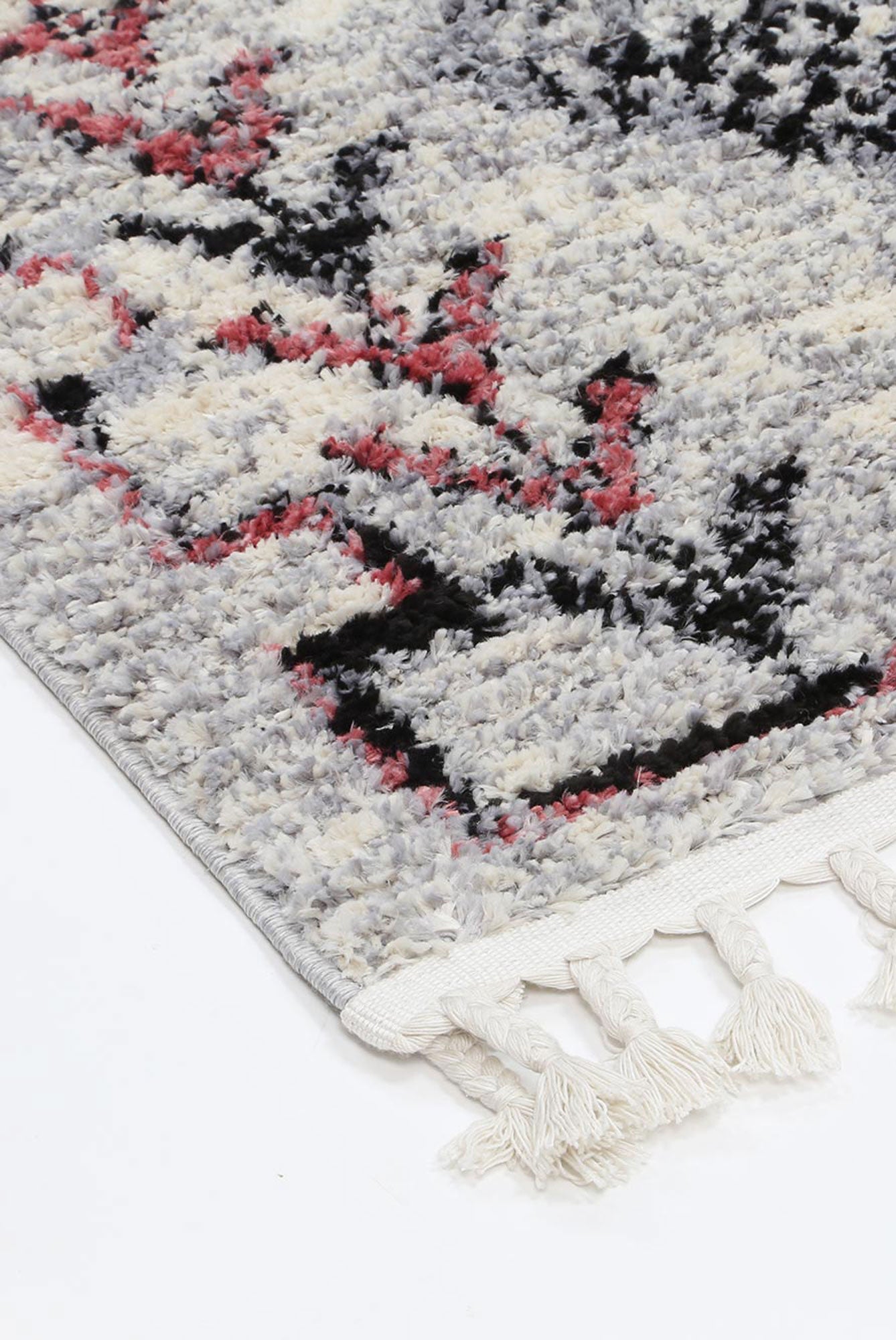 Stylish Myk Multi Pink Geometric Bohemian Area Rug for Living Room