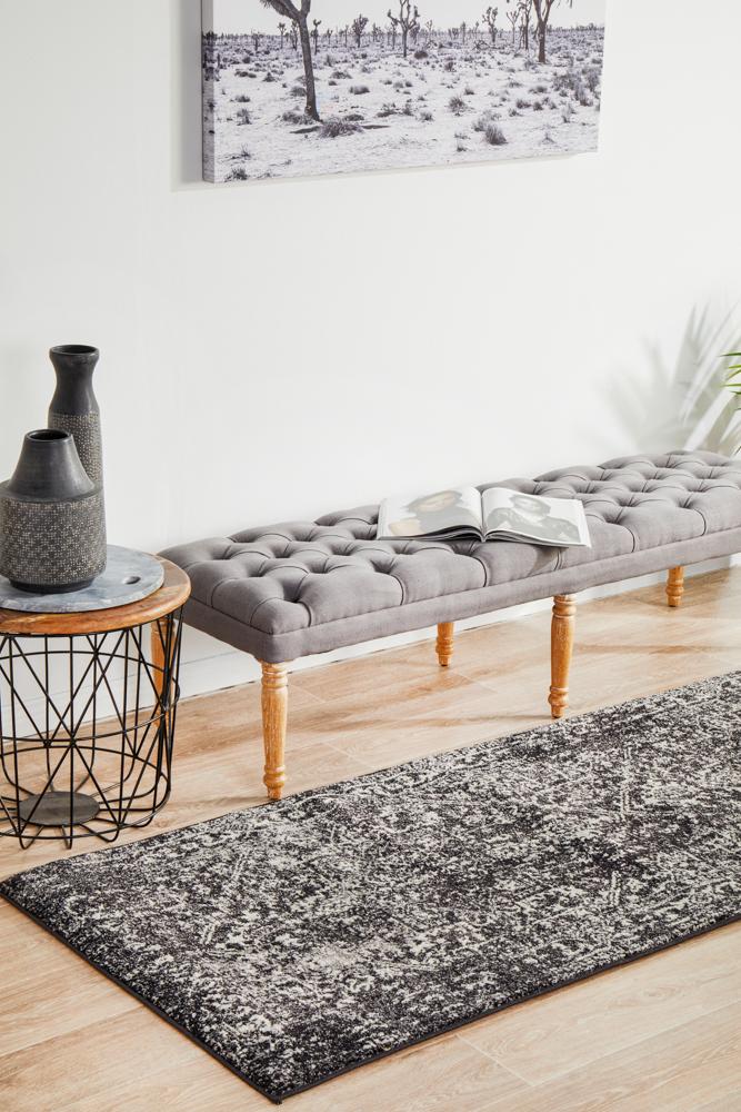 Stylish Evoke Scape Charcoal Transitional Power - Loomed Runner Rug