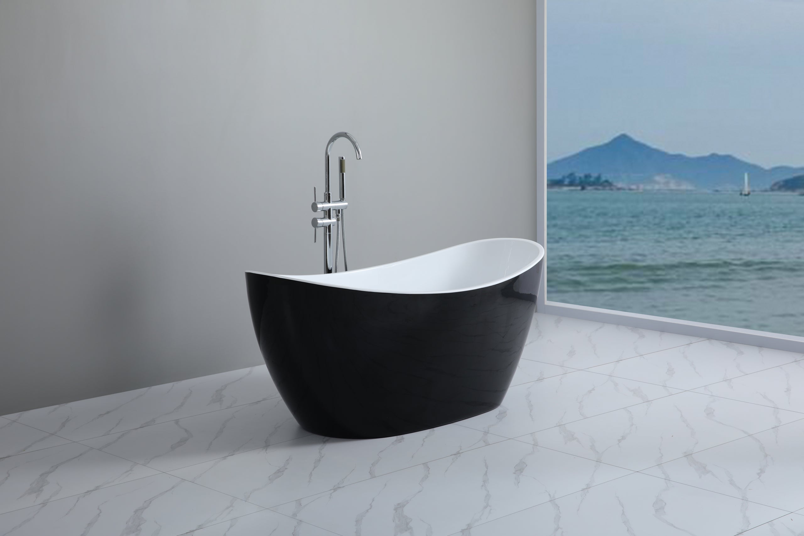 Evie Freestanding Bathtub - Matte Black & White (1500/1700mm) - Luxury Deal