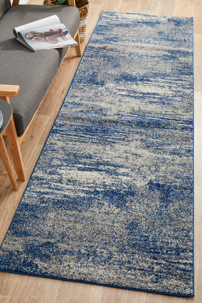 Modern Blue-Grey Mirage Casandra Dunescape Runner Rug with Timeless Design