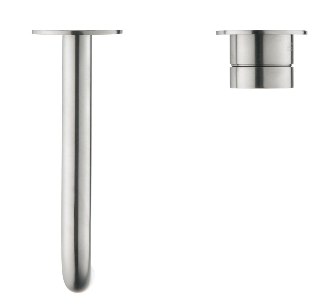 2P Curved Brushed Nickel Mica Wall - Spout Combo for Modern Bathrooms