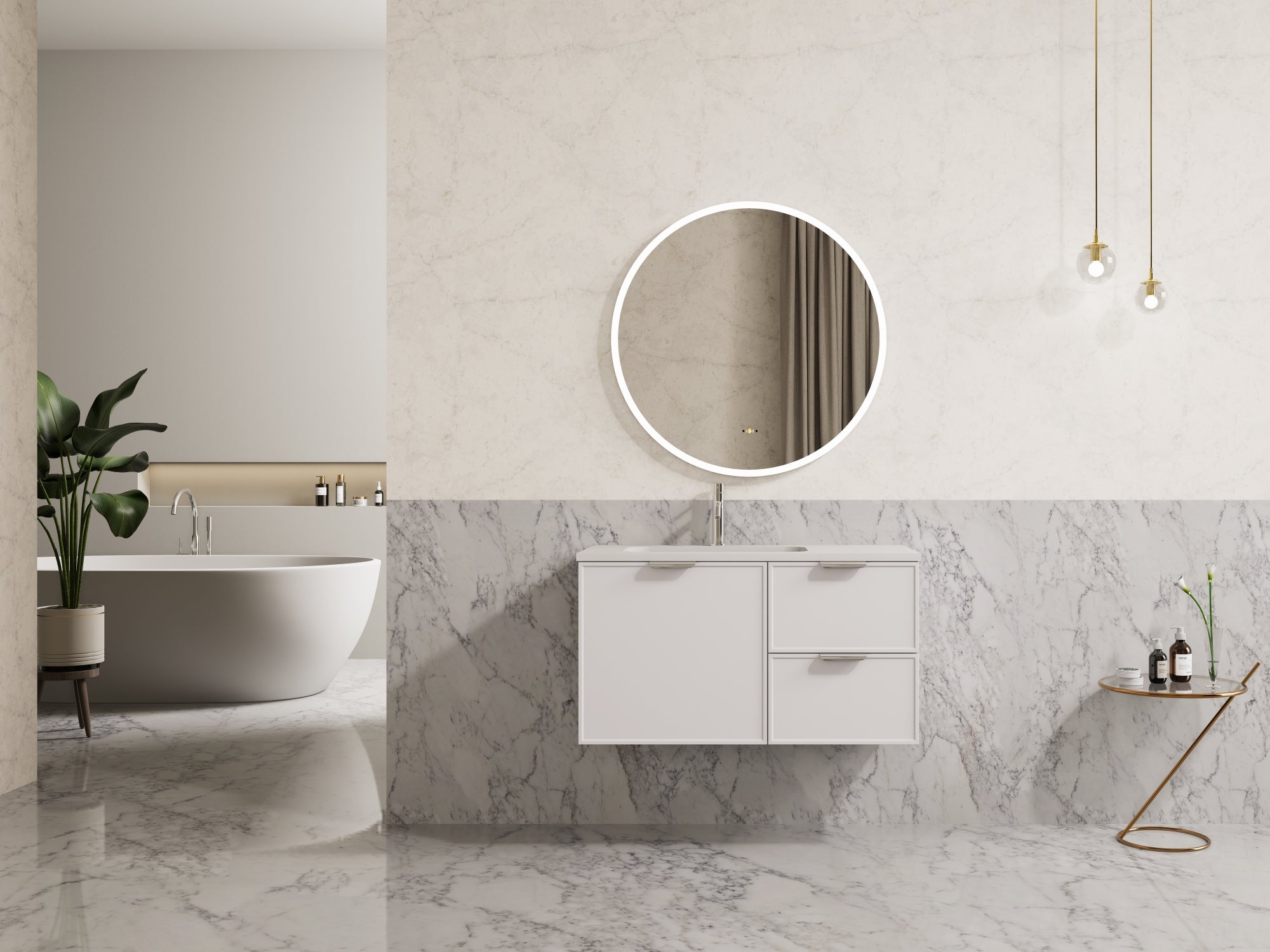 900mm Matte White Miami Wall - Hung PVC Bathroom Cabinet