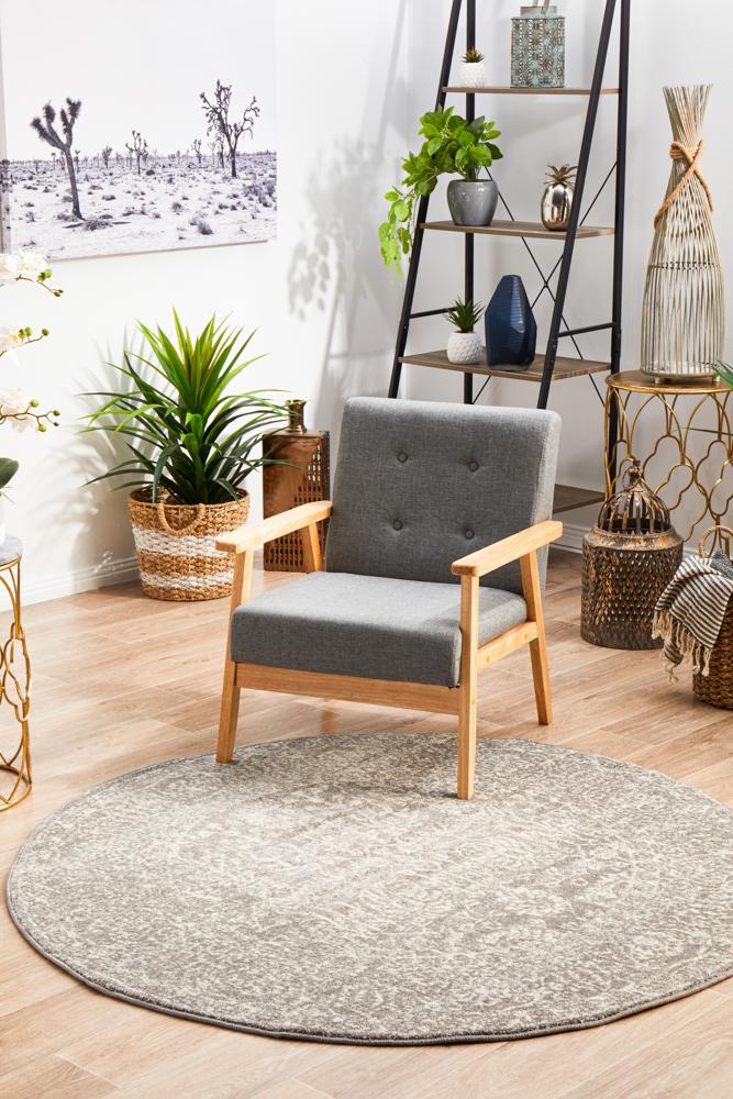 Hot Deal! Evoke Homage Grey Transitional Round Rug