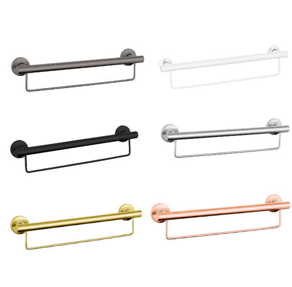 600mm Grab Rail with Optional Colour Towel Rail for Assisted Living