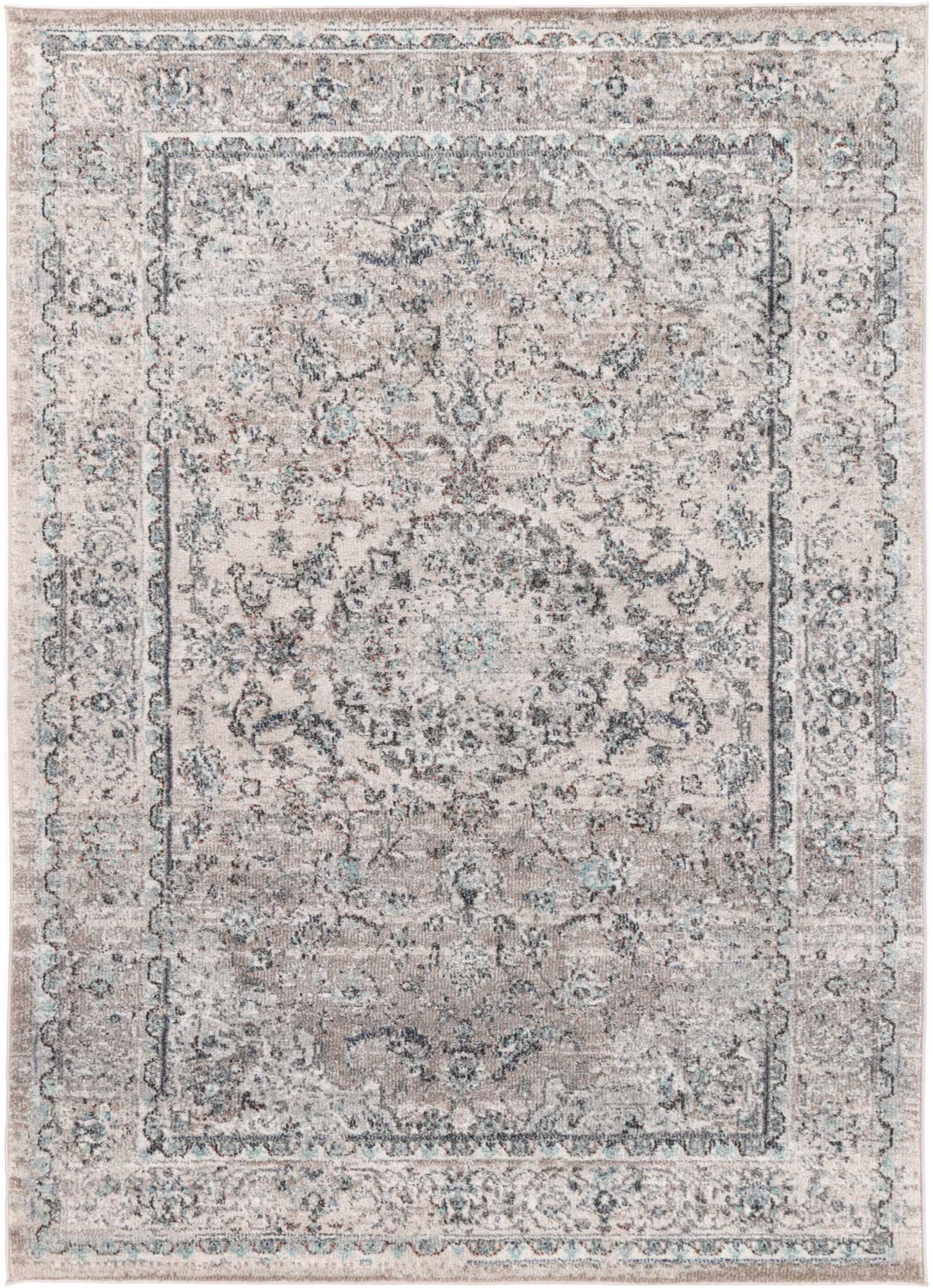 Ezra Grey Durable Traditional Rug with Intricate Oriental Patterns