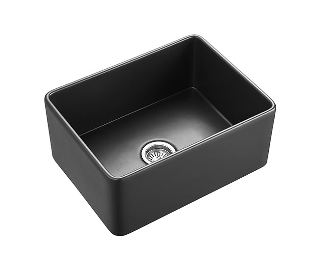 Matte Black Chelsea Fireclay Single Farmhouse Kitchen Sink 660x451x253