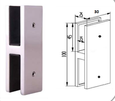 Hot Sale! 180° 30mm Wide Glass-to-Glass Stainless Steel Glass Clamp