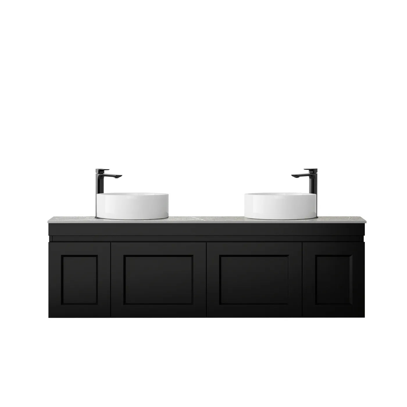 HAMPTON Mark II Wall-Hung Vanity - 1500mm Matte Black, Stylish Storage Solution