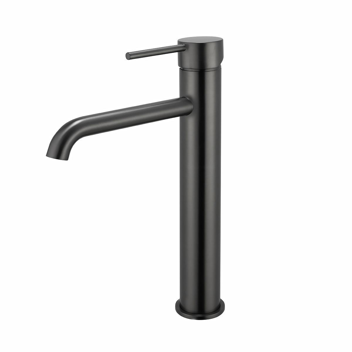 LUCID PIN Series Tall Round Basin Mixer in Brushed Gun Metal Grey