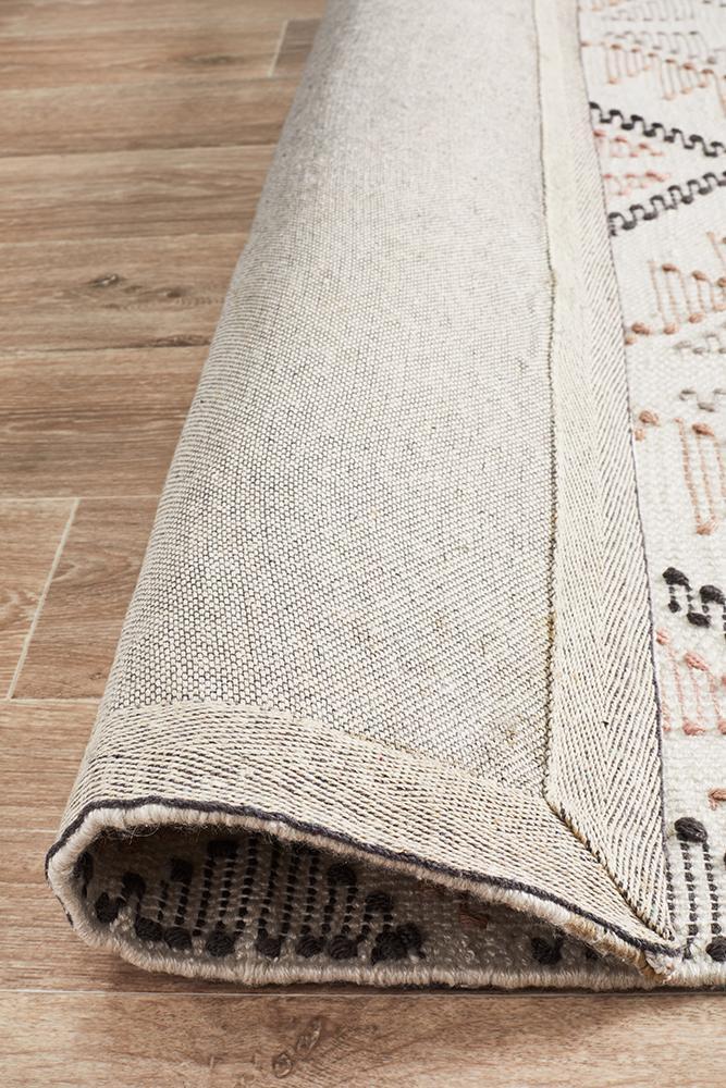 Estella Exquisite White Peach Flat-Woven Rug from India