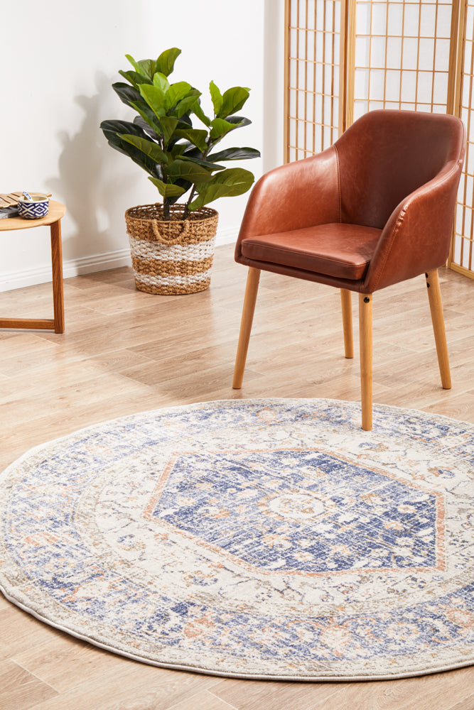 Hot Deal! Mayfair Lorissa Round Ocean Blue Rug