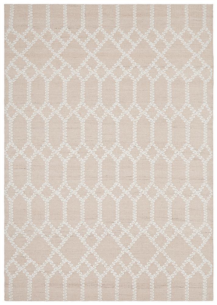 Stylish Hudson 805 Nude Rug with 90% Wool and Flat - Woven Design