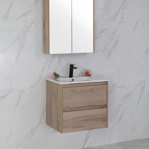 Exclusive MAX MDF Wall Hung Vanity in Natural Oak (All Sizes)