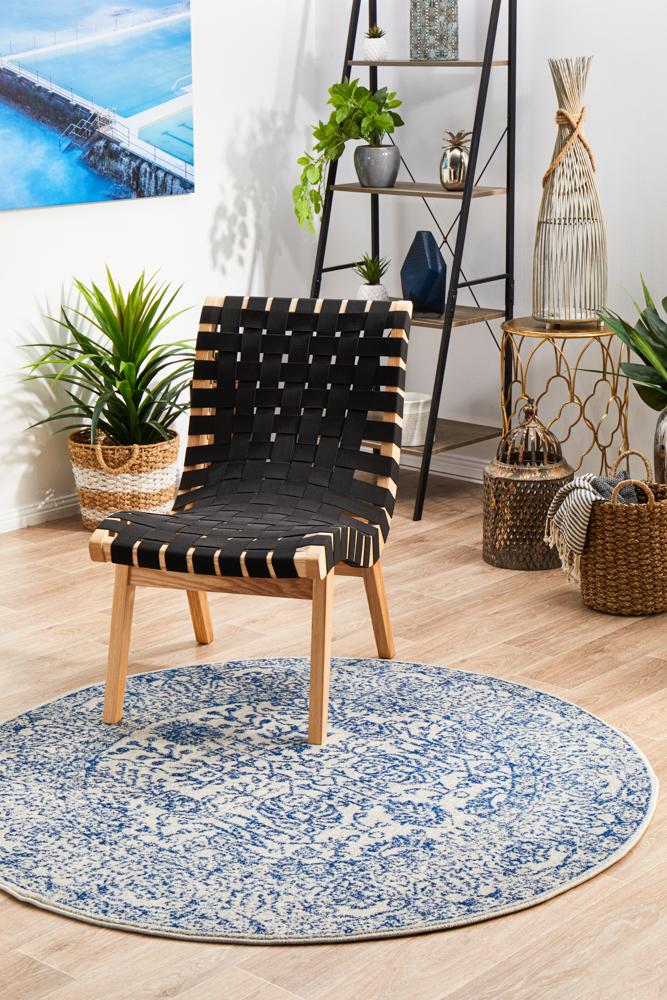 High - Quality Evoke Frost Blue Transitional Round Area Rug