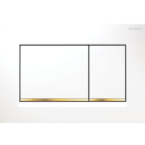 Geberit Sigma30 Flush Plate in White with Stylish Gold Trim