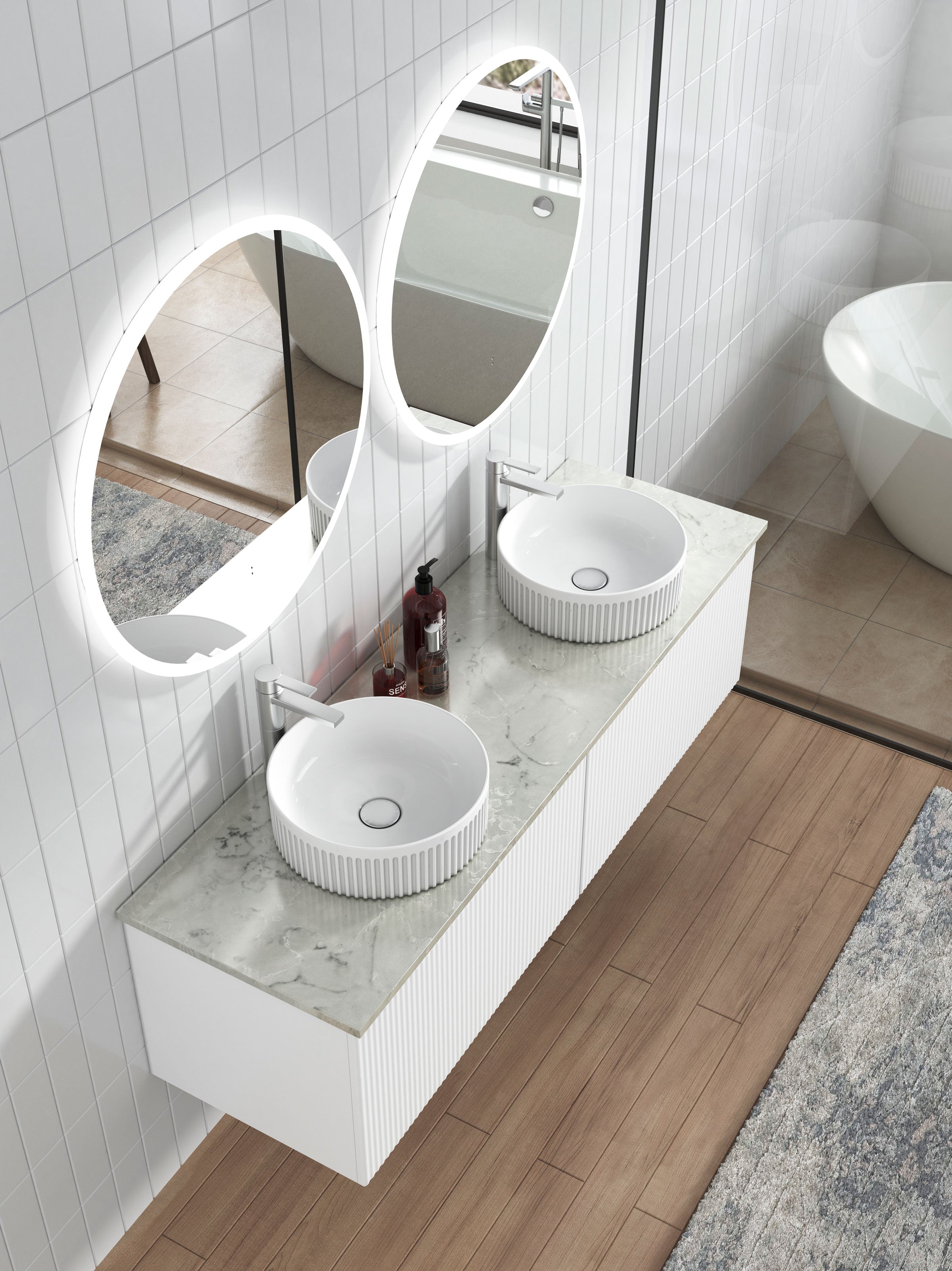 PERLA Mark II Matte White Wall - Hung Vanity in All Available Sizes