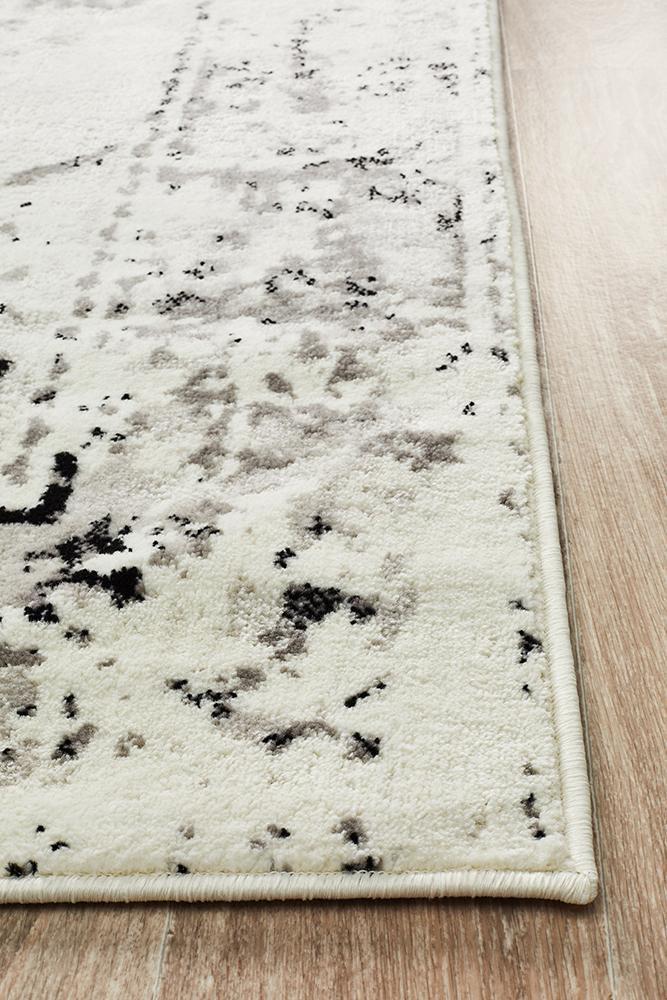 Alexa Transitional Area Rug in White, Grey, and Black - Ideal for Living Room Decor