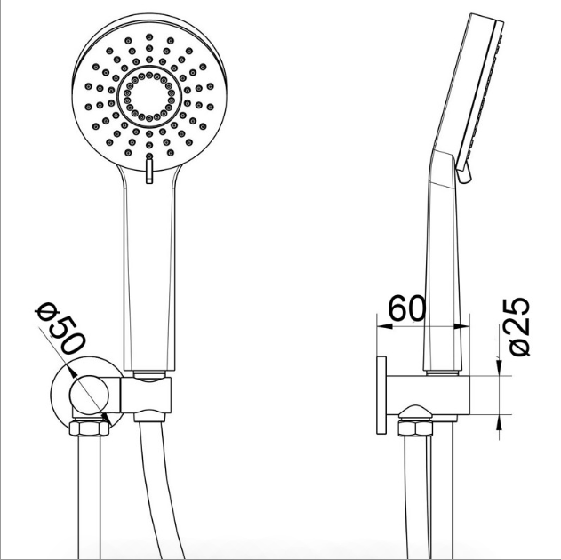 Maya Chrome Round Brass Wall - Bracket Hand Shower | 5 - Year Warranty